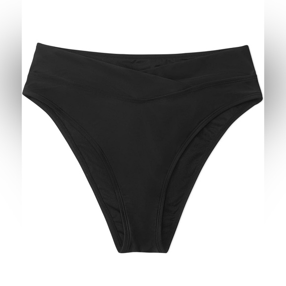 CUPSHE Women's Bikini Bottom Only Swimsuit Black High Waisted V Cut Large NWOT - Picture 6 of 9